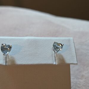 Elegant Silver Heart Stud Earrings